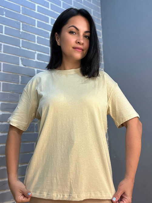 Футболка жіноча Pepper&mint CB24-22 базова середня довжина вишивка на плечі бежева, бежевий, L Київ - фото 6