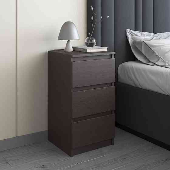 Тумба прикроватная VAYS, в спальню, современная, 3 ящика, без ручек R-30 Венге Темный Львов