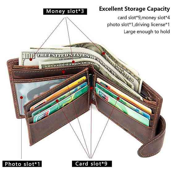 Тонкое мужское портмоне матовое Коричневое (Vintage) Киев