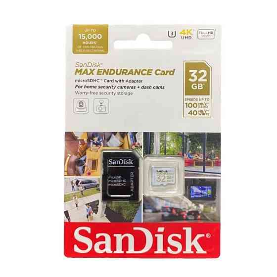 microSDHC (UHS-1 U3) SanDisk Max Endurance 32Gb class 10 V30 (100Mb/s) (adapterSD) Київ