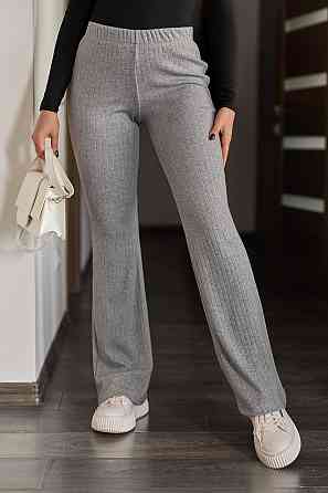 Жіночі трикотажні штани в рубчик "Darcy" | Батал Сірий, 50-52 Київ