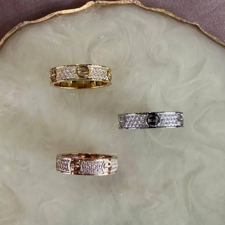 Cartier кільце LOVE з дрібним цирконієм / кільце в лимонному, рожевому та білому золоті Одеса - фото 3