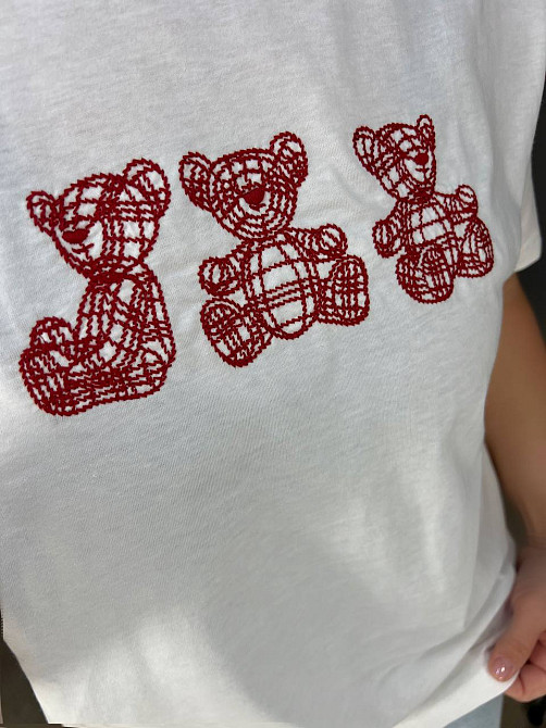 Футболка жіноча Pepper&mint BX24-68 з вишивкою ведмедики біла, білий, S Київ - фото 6