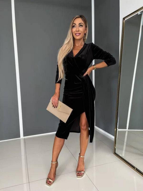 Женское элегантное праздничное миди платье из бархата Одесса - изображение 1