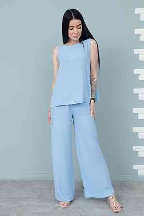 Літній костюм зі штанами палаццо "Stellar" оптом | Норма і батал | Розпродаж моделі Блакитний, 42-44 Київ