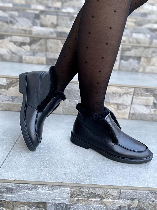 Daragani Черевики жіночі Daragani чорні натуральна шкіра зима висота 9 см (4243) Коломия - фото 6