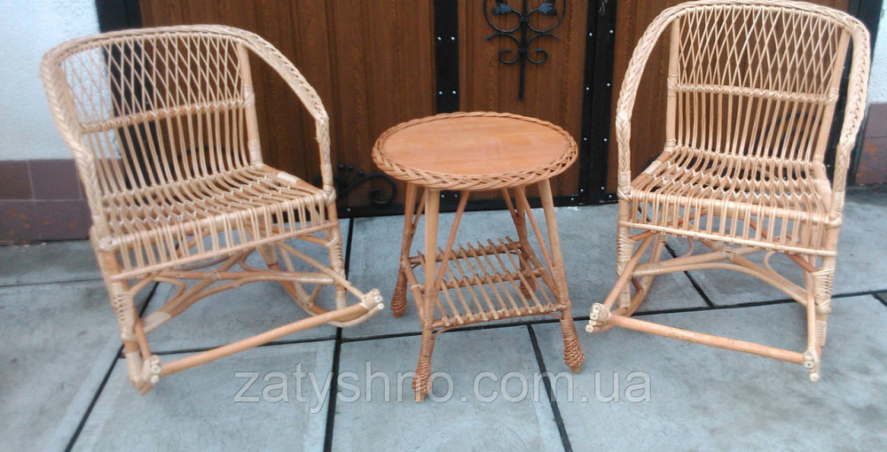 Комплект плетені крісла-гойдалки та журнальний стіл із лози Київ - фото 2