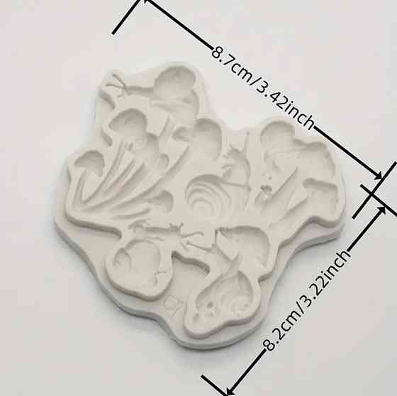 Молд силиконовый Грибы и улитки 87 на 82 мм серый Киев