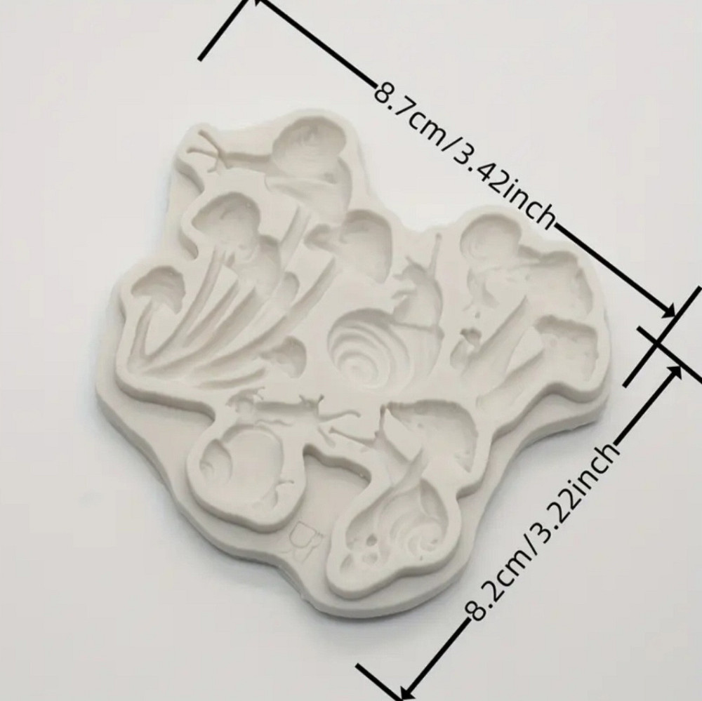 Молд силиконовый Грибы и улитки 87 на 82 мм серый Киев - изображение 2