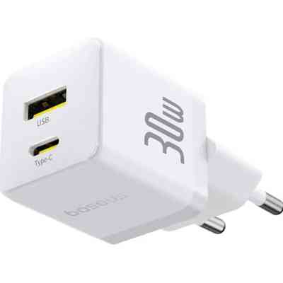 Зарядний пристрій Baseus 1xUSB-C 30W + 1xUSB white (P1011160A213-00) Вінниця
