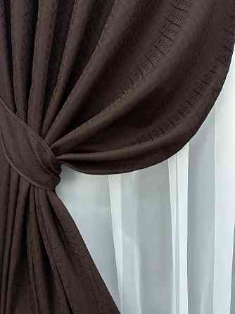 Комплект готових штор VR-Textil Жакард № 1746ш Коричневий 145х270 см 2 шт (33-0700) Київ
