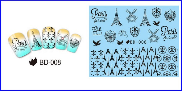 Наклейки для нігтів "Париж" BD-008 Київ - фото 1