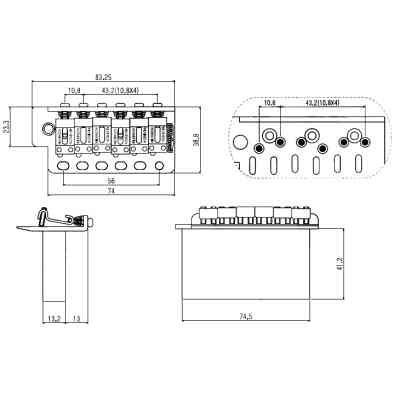 Бридж для гитары Paxphil WV6SB Chrome Винница