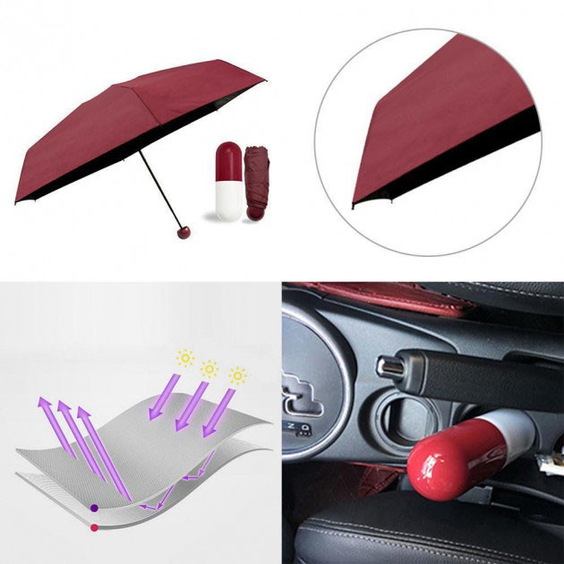 Компактный зонтик в капсуле-футляре Красный, маленький зонт в капсуле. Цвет: красный MZ-23 Львов - изображение 1