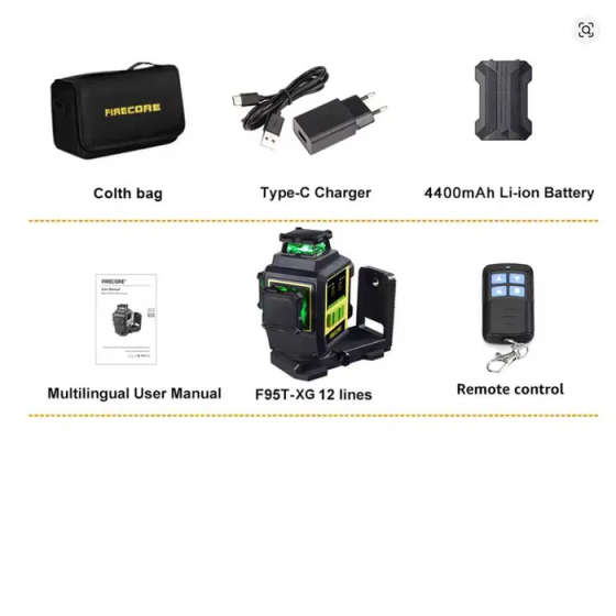 Лазерний рівень Firecore F95T-XG 3D (12 ліній) 360 нівелір Вінниця