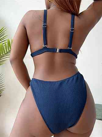 Раздельный купальник большого размера с высокой талией женский синий Киев