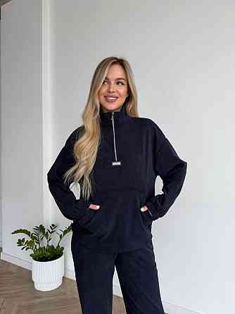 Женский стильный повседневный костюм двойка трикотажный ольвет Синий, 50/52 Одесса