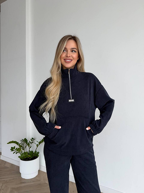 Женский стильный повседневный костюм двойка трикотажный ольвет Синий, 50/52 Одесса - изображение 1