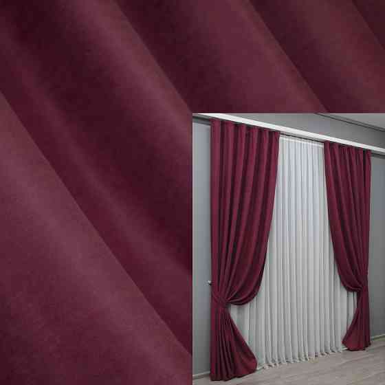 Комплект готових штор VR-Textil Нубук однотонний № 1518ш Бордовий 100х290 см 2 шт (31-977) Київ
