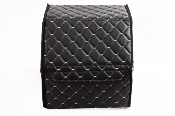 Сумка в багажник на липучках кожзам 30*30*30 см АвтоКомфорт черный/серая нить Винница