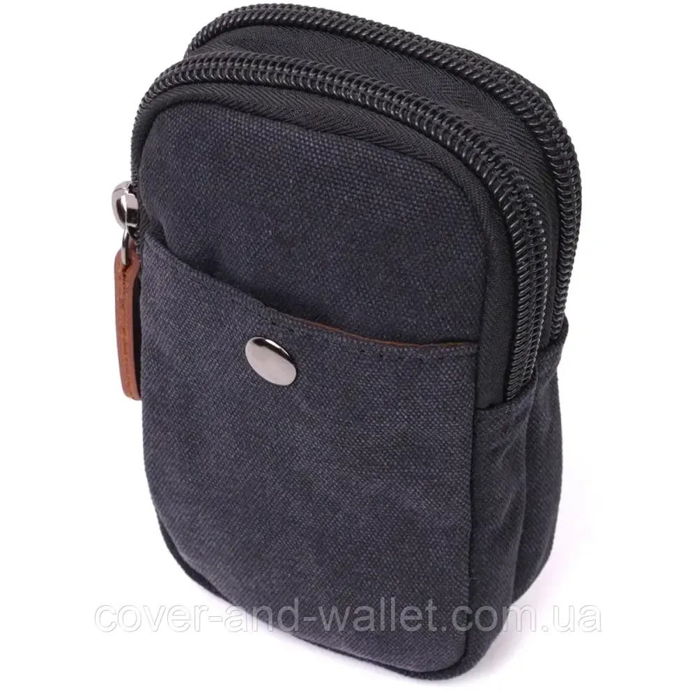 Вертикальная сумка-чехол на пояс с металлическим карабином из качественного текстиля Puos Киев - изображение 1