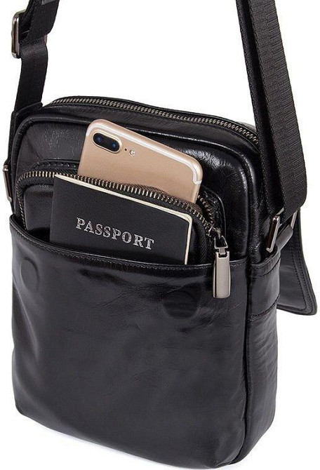 Сумка чоловіча Vintage 14470 шкіряна Чорна Київ - фото 4