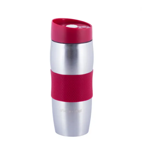 Термочашка 380мл з TPR вставкою нержавіюча сталь (салат/фіолет/блакит/черв) KAMILLE 2053R Житомир