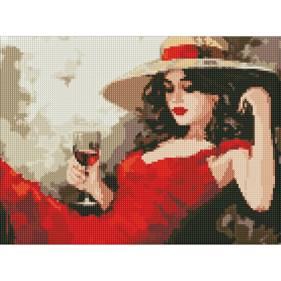 Алмазна мозаїка "Дівчина в капелюсі" AMO7891, 30х40 см Вінниця - фото 1