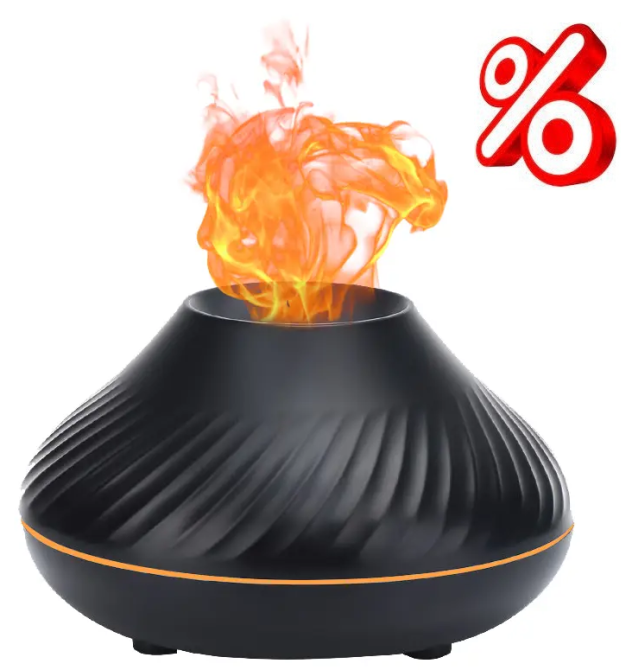 Зволожувач повітря Atesh з ефектом вогню чорний Дніпро - фото 1