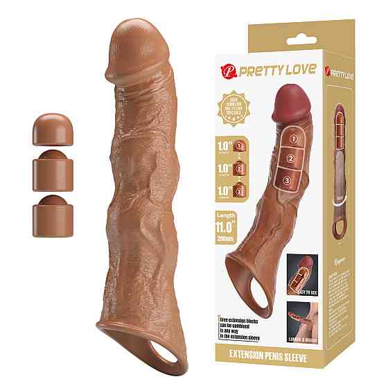 Подовжуюча насадка на член - Pretty Love Extension Penis Sleeve Latin, 28 см Sex Aura Київ