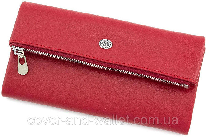 Модний жіночий довгий шкіряний гаманець чорного кольору ST Leather 269 Київ - фото 7