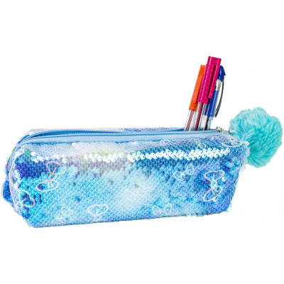 Пенал Cool For School з паєтками та помпоном 1 відділення блакитний (CF87078) Вінниця - фото 2