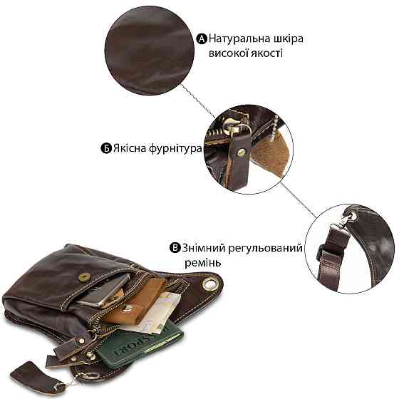 Сумка на пояс Vintage 14939 Коричнева Київ