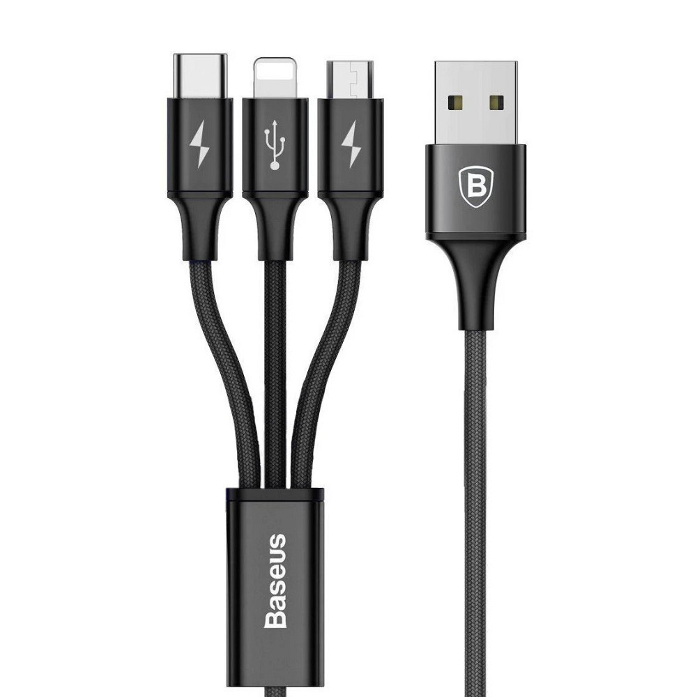 Кабель BASEUS 3in1 CAMLT-SU01 1.2M черный Киев - изображение 1