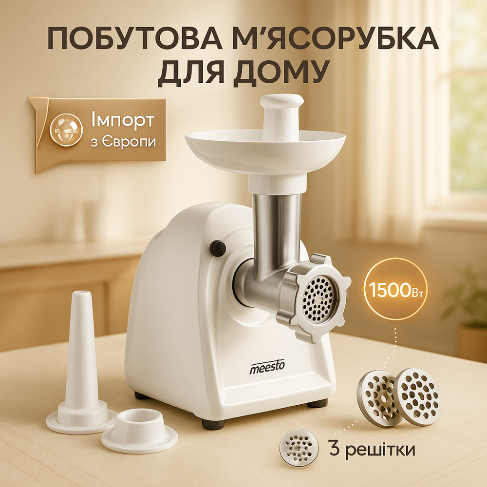 М'ясорубка з нержавіючої сталі з насадками Mesko MS 4809 1500Вт, М'ясорубки хорошої якості YG-14 Львів - фото 16