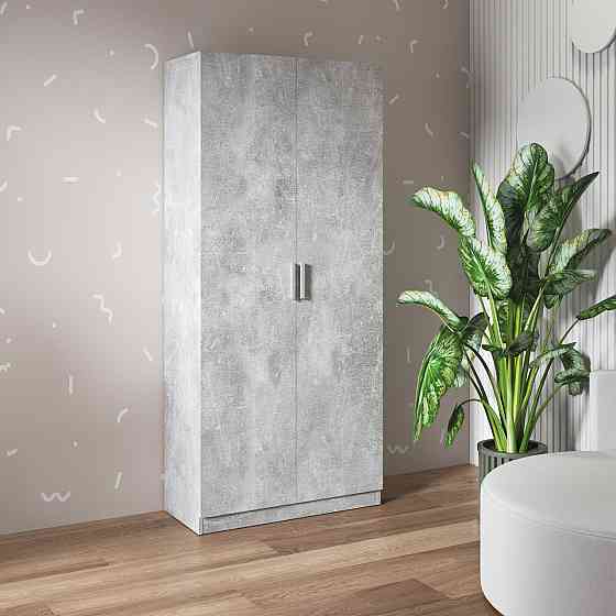 Шафа VAYS M-35 Бетон, 2-дверна, з полицями, ЛДСП, 80×37×181 см - для дому, офісу, спальні Львів