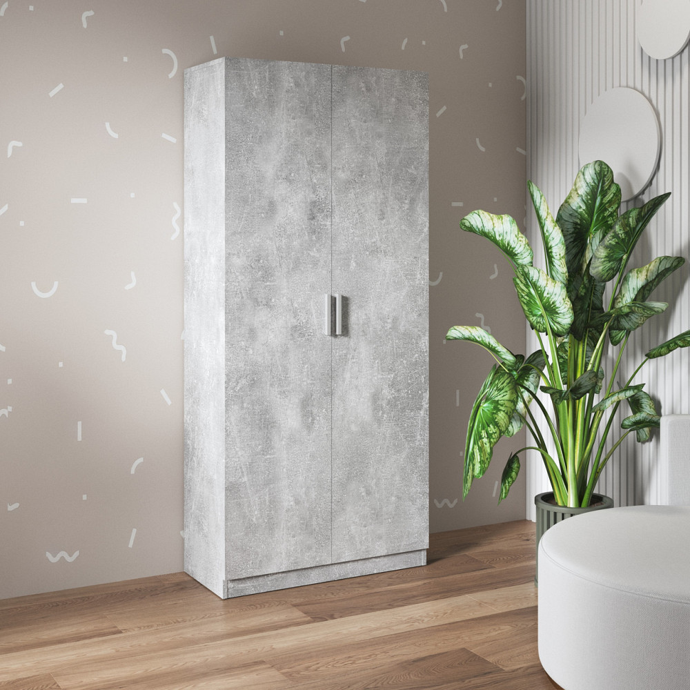 Шафа VAYS M-35 Бетон, 2-дверна, з полицями, ЛДСП, 80×37×181 см - для дому, офісу, спальні Львів - фото 3