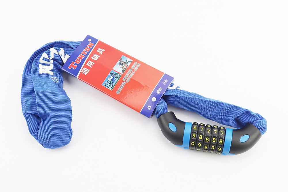 Замок протиугінний ланцюговий 900х6мм з 5-ти значним кодом, синій TY777 Київ - фото 1