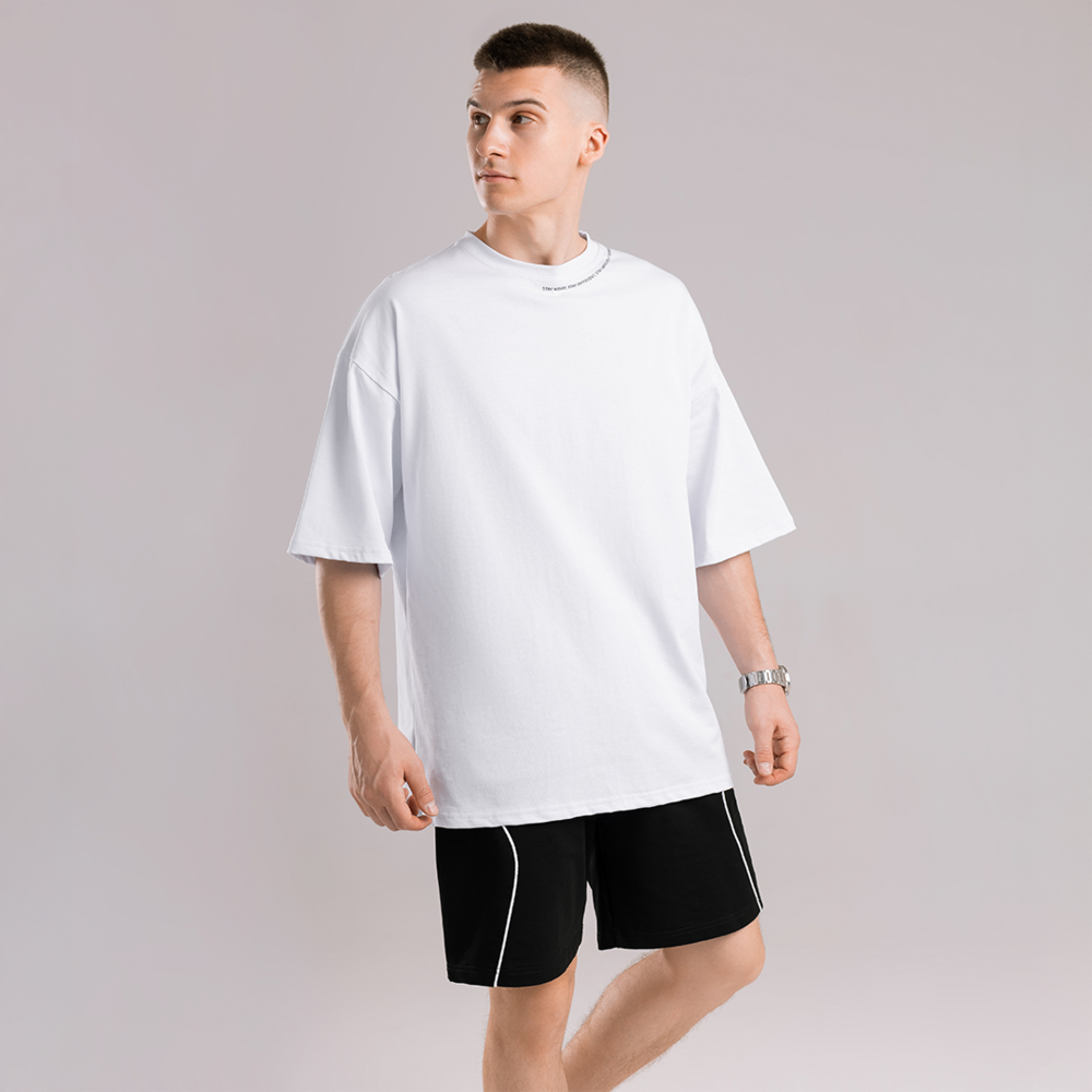 Однотонна біла футболка для чоловіків. Чоловіча біла футболка оверсайз Pobedov Onyx Київ - фото 1