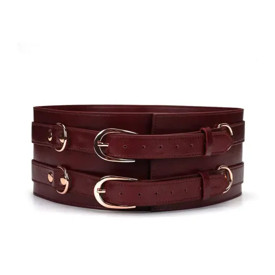 Шкіряний пояс для бондажу Liebe Seele Wine Red Waist Cuff M Size Львів