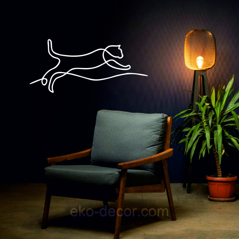 Декоративное настенное 3D Панно «Кот» Декор на стену с объемом 90*40 см, Белый Киев - изображение 5