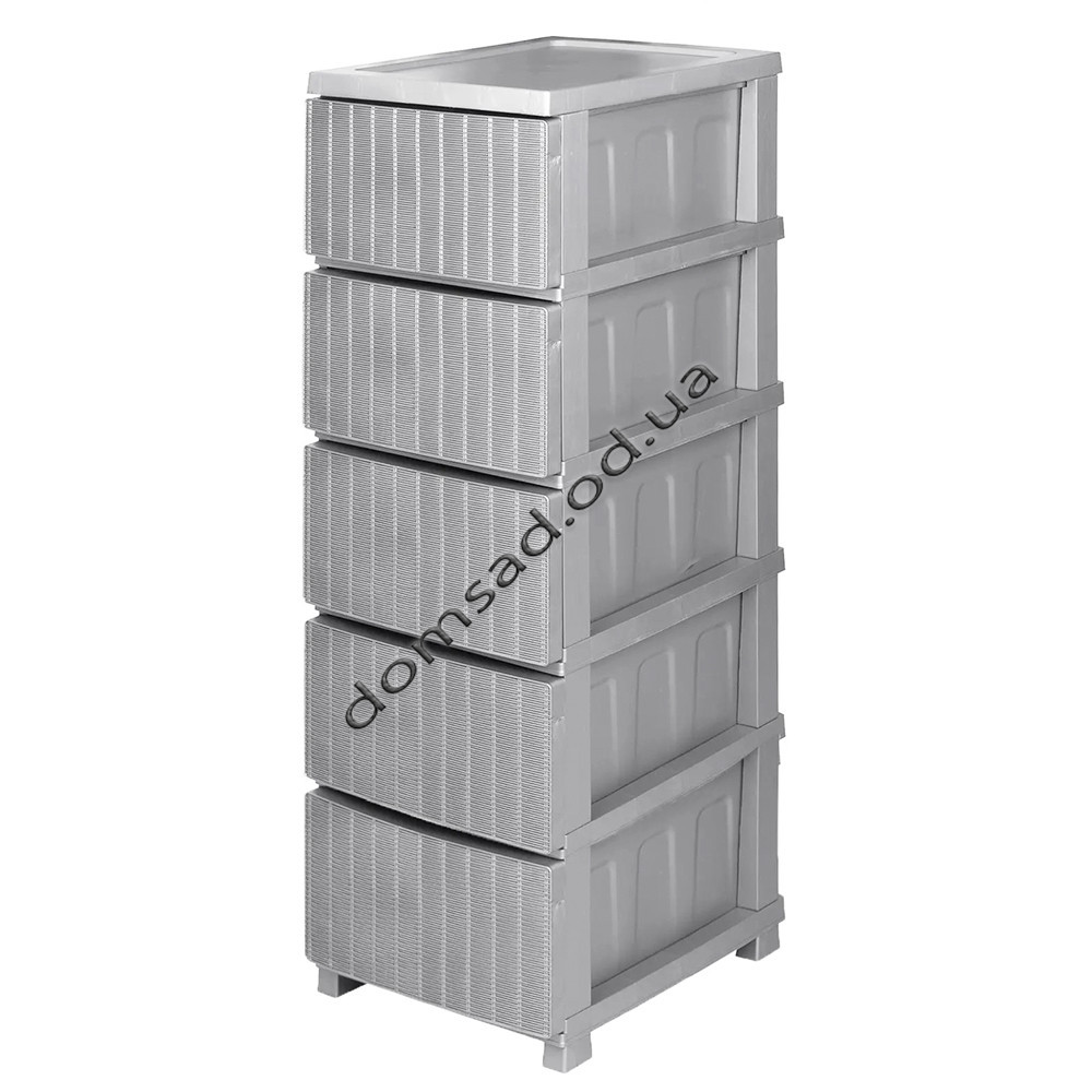 Комод пластиковий "Ротанг" 5 ярусів 106*43*34см, R-Plastic, сірий Одеса - фото 1
