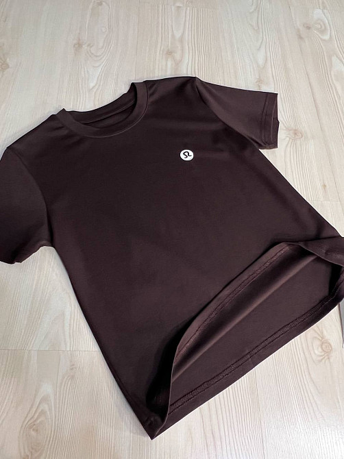 Футболка женская A-N 26048 базовая средняя длина классическая вышивка омега, коричневый, one size Киев - изображение 3