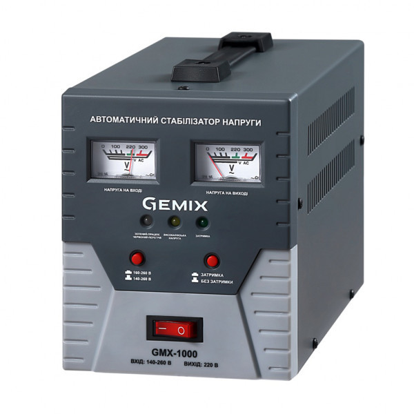 Стабілізатор напруги Gemix GMX-1000, 700Вт, релейний, стрілочний (GMX-1000) Київ - фото 1