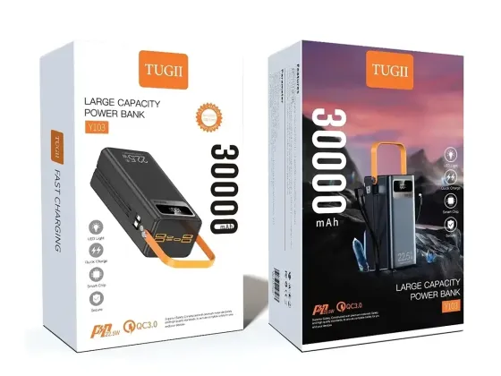 Power Bank TUGII Y103 30000 мАг, зовнішній акумулятор, швидка зарядка, USB/Type-C Одеса