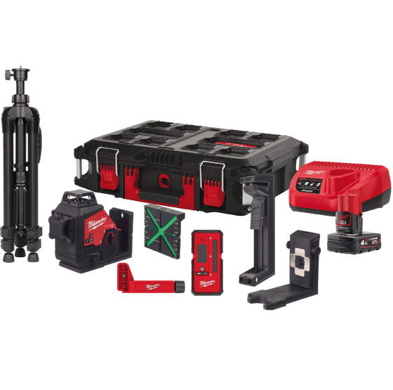 Нівелір лазерний 3D акумуляторний MILWAUKEE, M12 3PLKIT-401P (+зар. прист.,1акум.Х4Аг, кейс PACKOUT) Одеса
