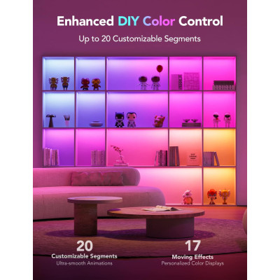 Світлодіодна стрічка Govee H100E LED Compatible extension of H61E1, 1.0m, RGBIC , WI-FI/Bluetooth, white (H100E0D1) Вінниця - фото 2