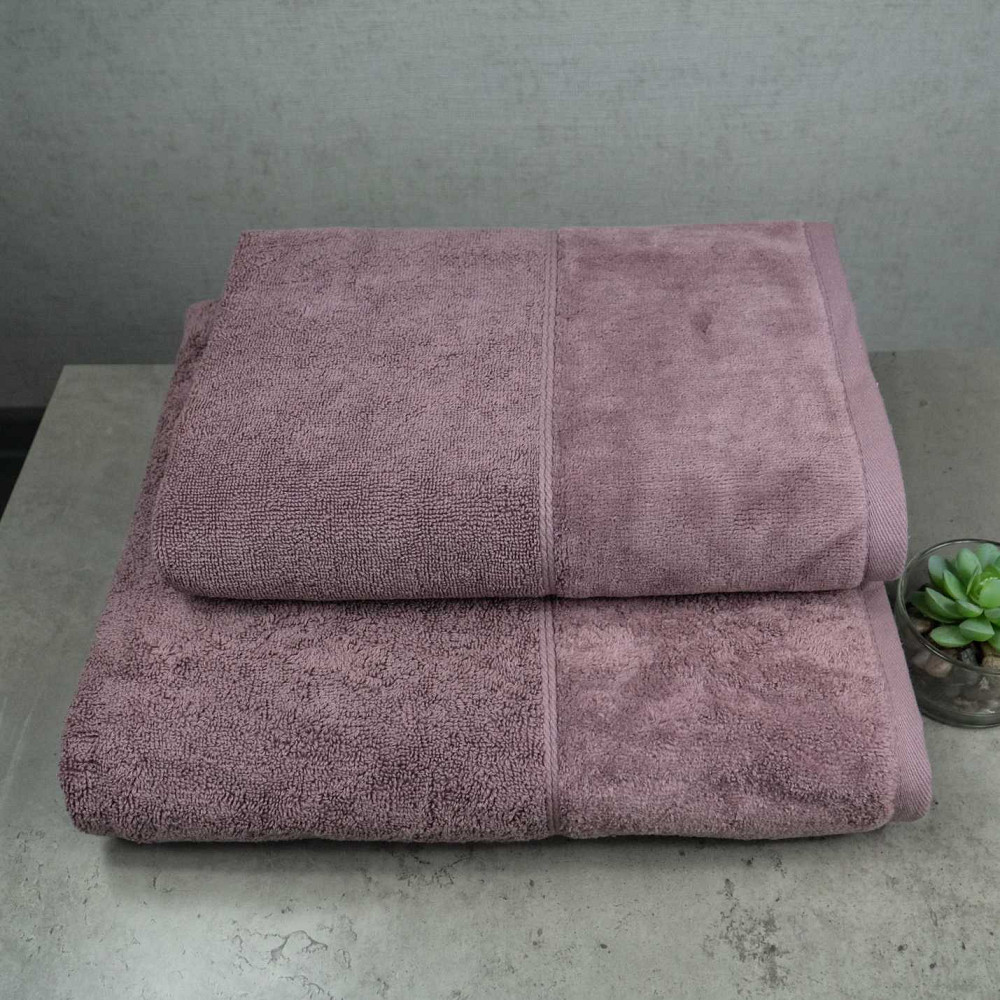 Набор полотенец велюр/махра 2шт GM Textile 50x90см, 70x140см Премиум качества Milado 550г/м2 (Пепельный) Сумы - изображение 1