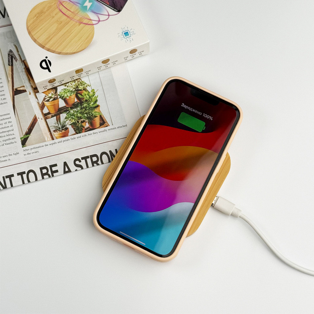 Бездротовий зарядний пристрій NN Q-8 15W wooden Киев - изображение 2