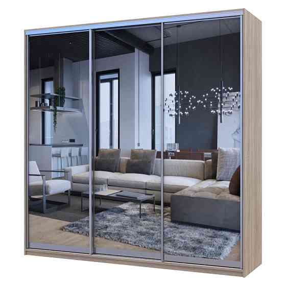 Шафа-купе трьохдверна Doros Сіті Лайт 225х60х225 см Дуб сонома/3 Дзеркала (DRS-011096) Дніпро